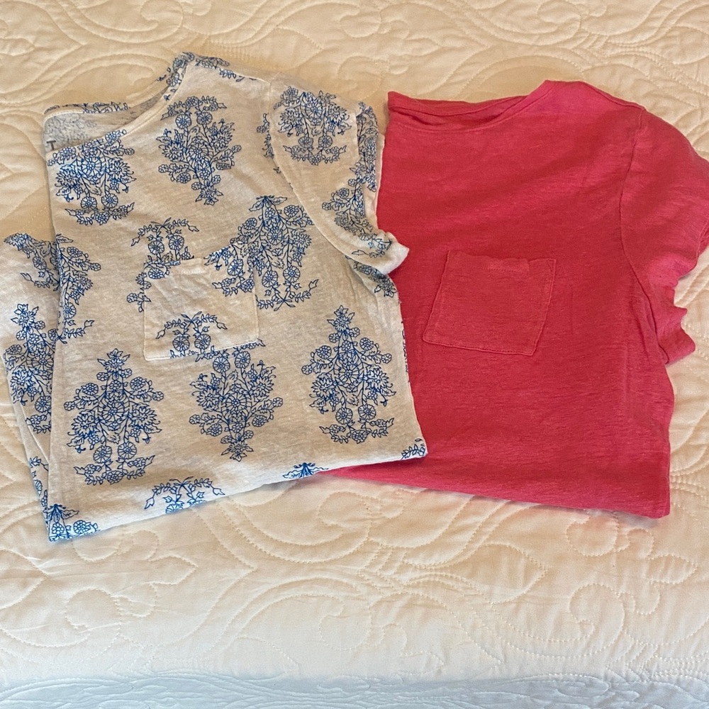 LOFT Blue Patterned and Pink Short Sleeve Tees